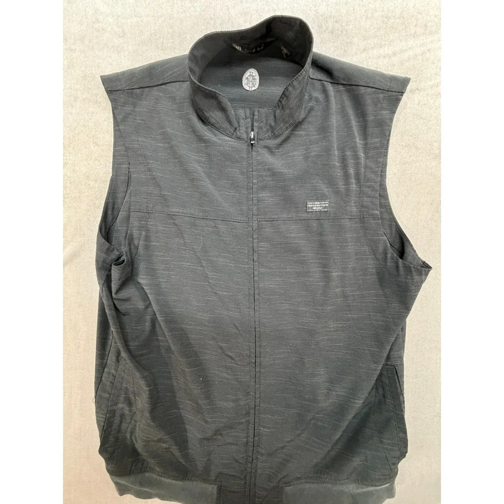 Travis Mathew Men Zip Up‎ Golf Vest Black Size XL